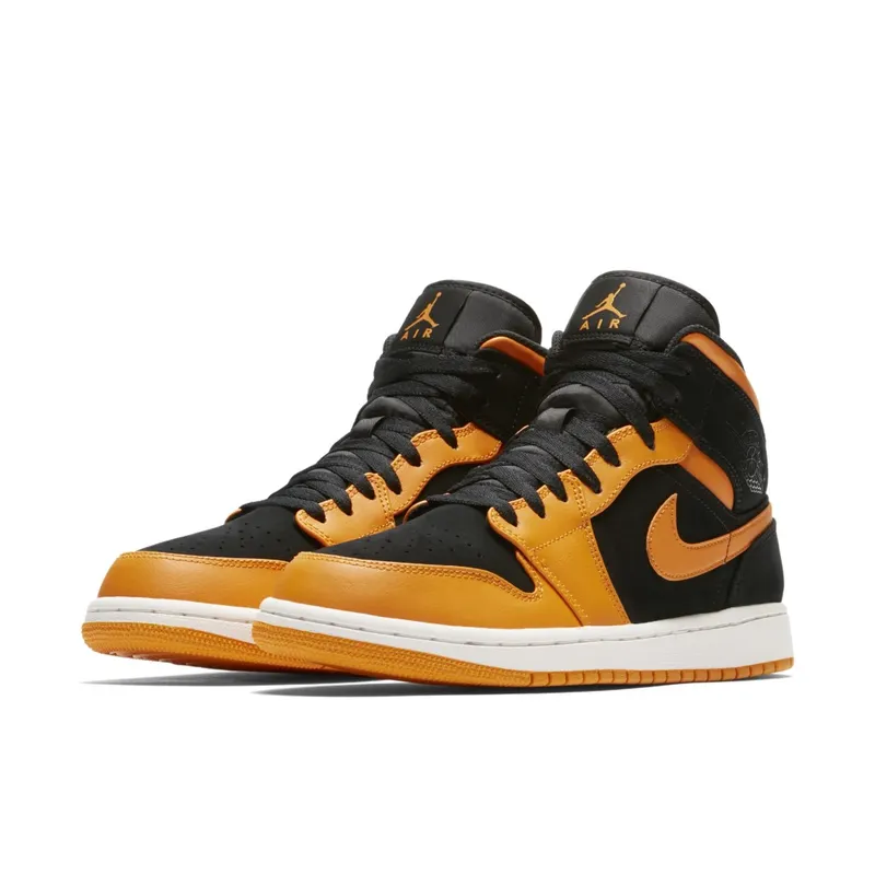 Jordan 1 Mid Black Orange Peel Black/Orange Peel-Sail (554724-081)