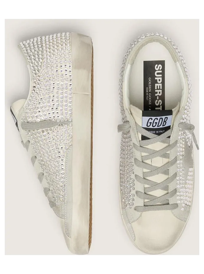 Golden Goose Super-Star In Nubuck With Swarovski Crystals And Ice-Gray Suede Star (GWF00174.F006318.10273) (3)