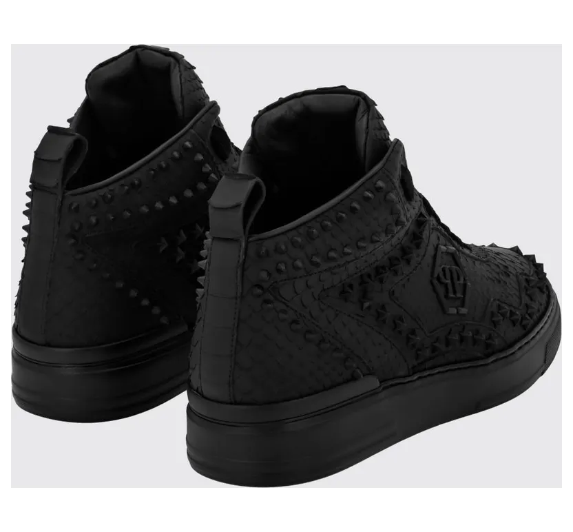 Philipp plein Python Leather Sneakers with Star Studs Black (AADSMSC4004PLE029P02) (2)