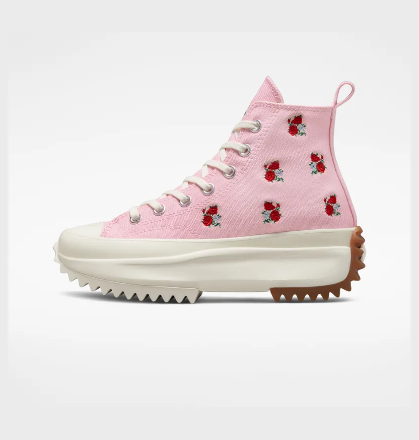 Converse Run Star Hike Platform Embroidered Floral Sunrise Pink/university Red