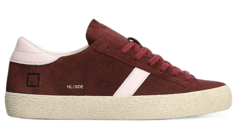 D.A.T.E. Hill Low Block suède sneakers met vlakken – Rood (W451HLSDBX)