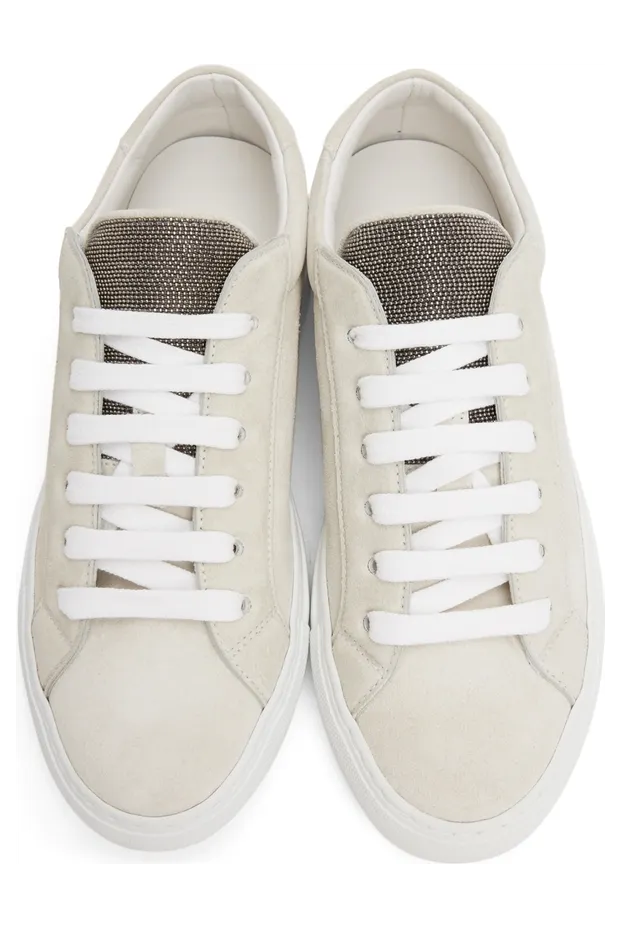 Brunello Cucinelli Off-White Glitter Suede Sneakers (MZSFG1392) (5)