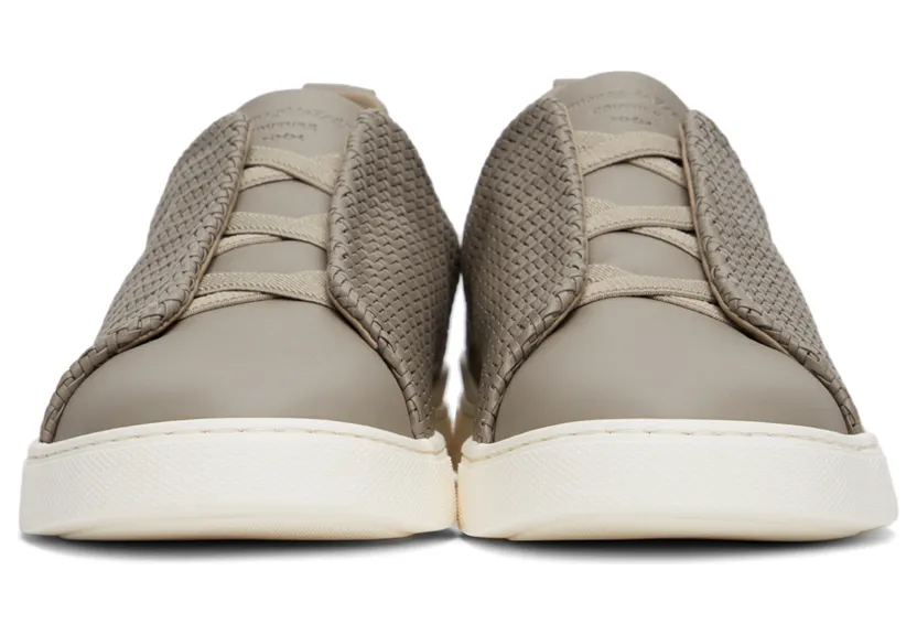 Ermenegildo Zegna Taupe Pelletessuta Triple Stitch Sneakers (LHSPT-A4665X) (2)
