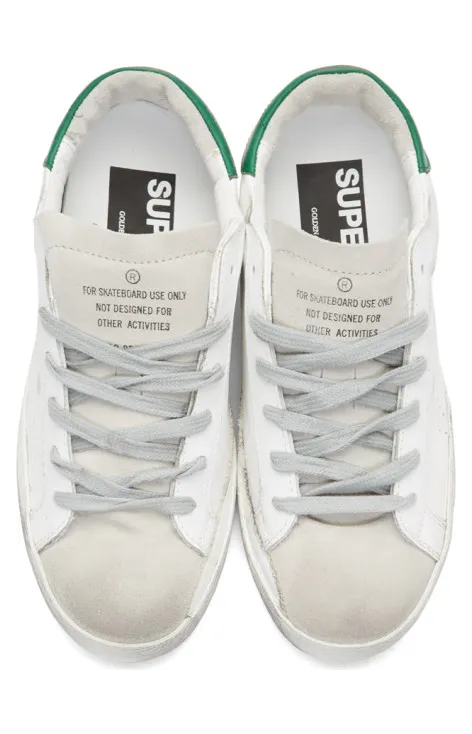 Golden Goose White and Green Superstar Sneakers (GCOWS590.C1) (4)