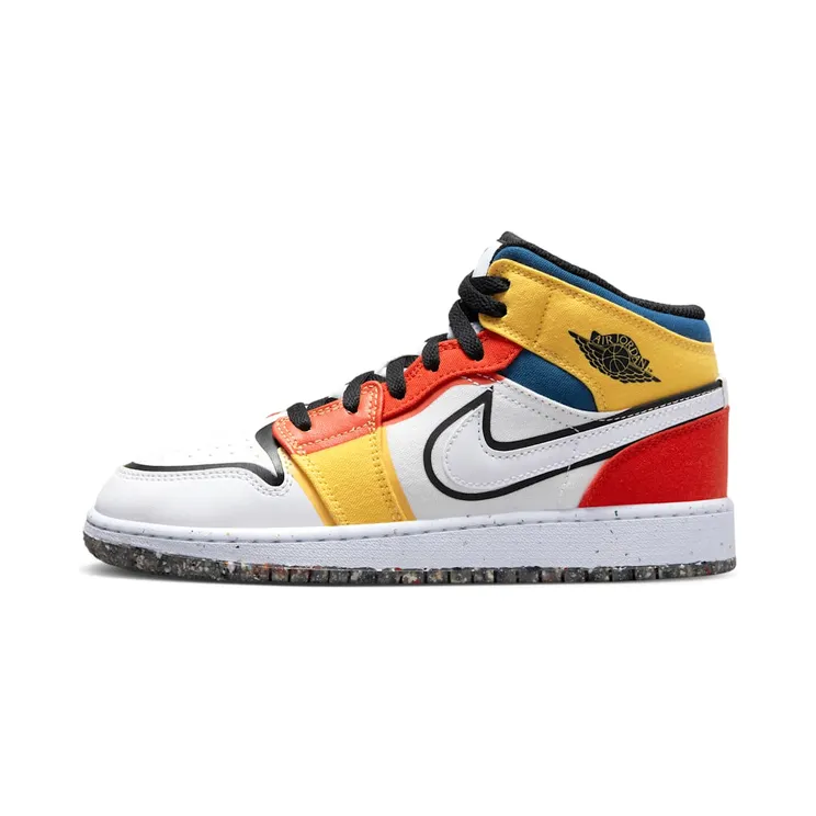 Air Jordan 1 Mid SE GS Multi-Color Canvas “White / Picante Red / French Blue / Black” (DV1316-100)