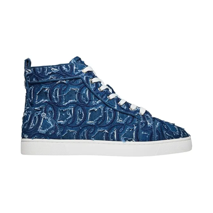 Christian Louboutin Louis Flat High Top Sneakers Blue (3240808 BL72)