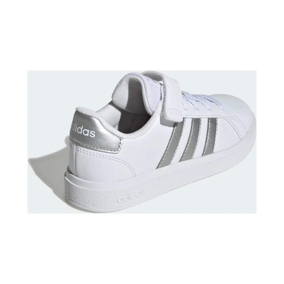 Adidas Grand Court Elastic Lace and Top Strap Cloud White / Matte Silver / Matte Silver (GW6516)