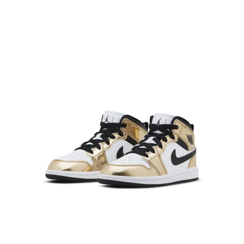 Jordan 1 Mid Metallic Gold Black White (PS) Metallic Gold/Black-White-Black (DC1422-700)