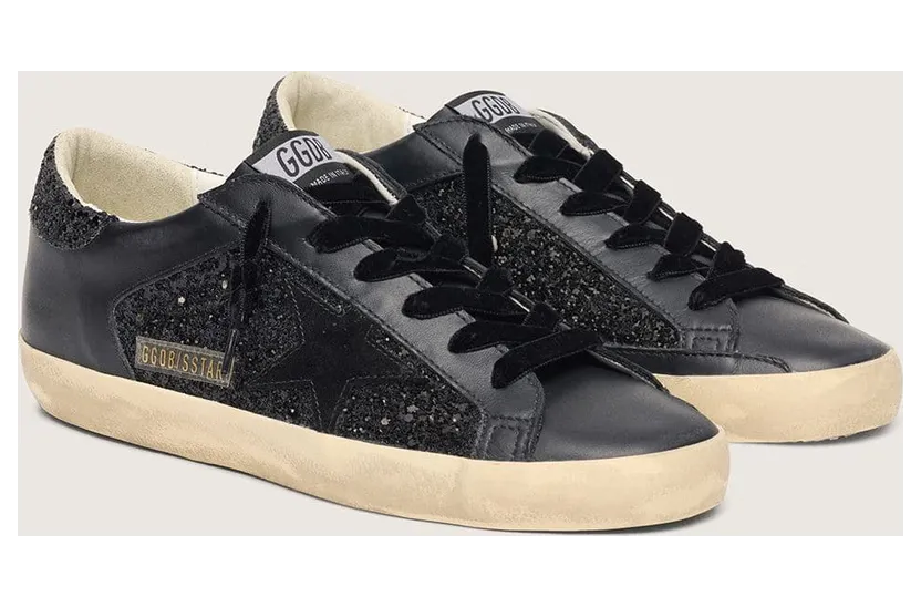 Golden Goose Super-Star In Black Glitter With Black Suede Star And Leather Inserts (GWF00103.F006679.90100) (2)
