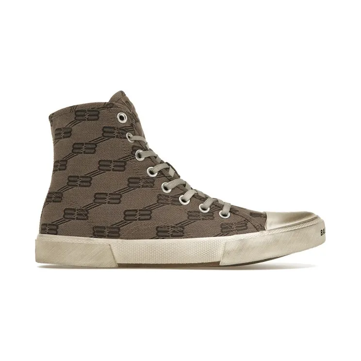 Balenciaga Paris High Top BB Monogram Dark Beige Brown (688752W3RQ12298)