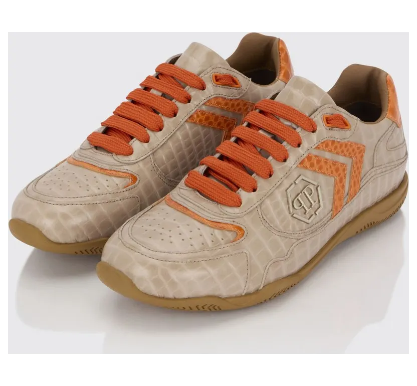 Philipp plein Pit-$top Crocodile Print Leather Sneakers Beige (SAFSUSC0907PLE010N06)