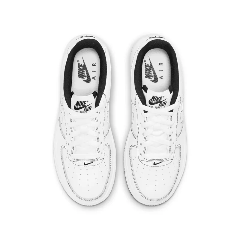 Nike Air Force 1 Low ’07 GS “Contrast Stitching – White / Black” (CW1575-104)