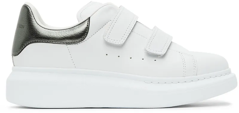 Alexander McQueen Kids White & Gold Oversized Velcro Sneakers (687070WIAHF)