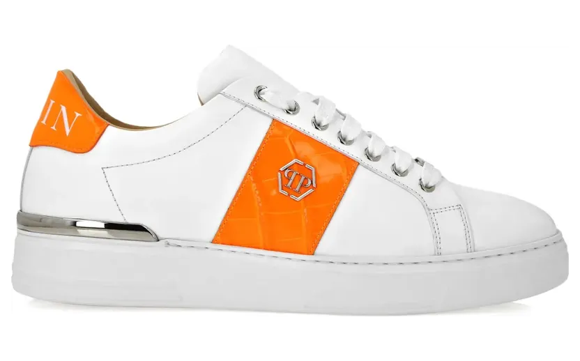 Philipp Plein Hexagon Sneakers mit Ledereinsatz – Weiß (FAESUSC0664PLE010N)