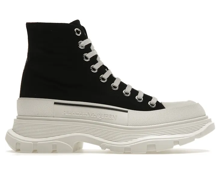 Alexander McQueen Tread Slick Lace Up Boot Black White (W) (611706W4MV21070)