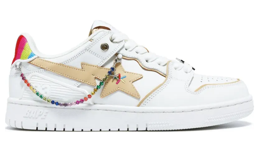 Bapy BY *A Bathing Ape® Sk8 Sta aus Leder “White” (BPYFW22SN0094X)
