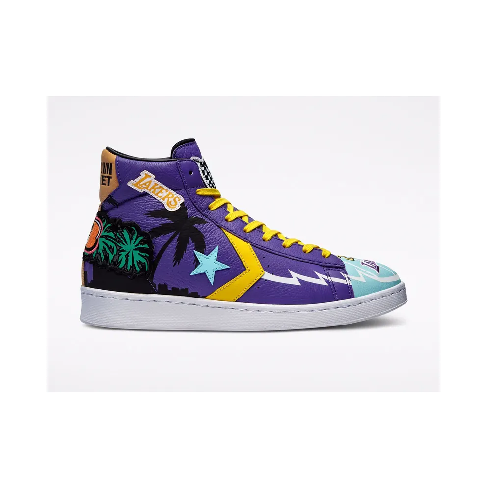 Converse Blue and Purple Chinatown Market Edition Lakers Pro Leather Hi Sneakers (171240C)