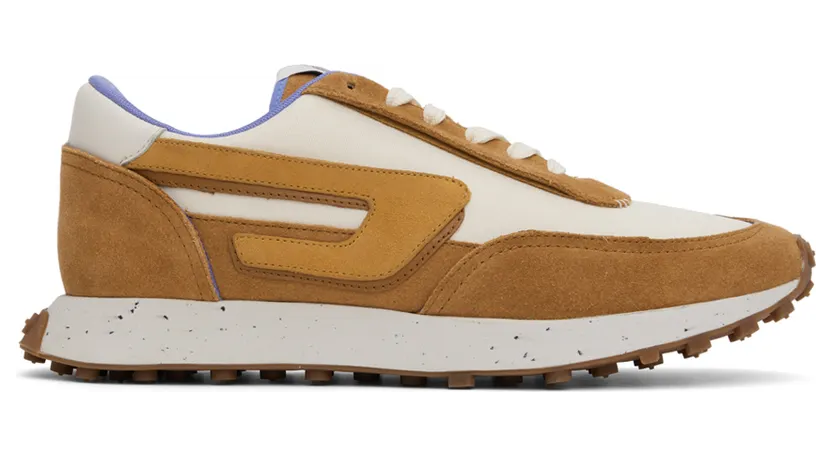 Diesel White & Tan S-Racer LC Sneakers (Y02873PS438)