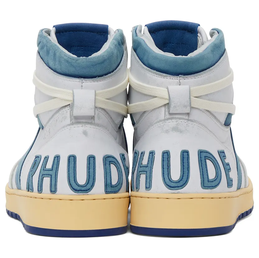 Rhude White & Blue Rhecess Hi Sneakers (RHSS21FO00000028) (4)