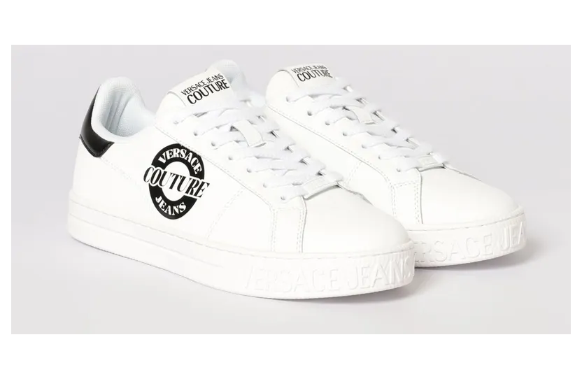 Versace Leather Sneakers with Logo White 1 (80YA3SK1ZPB81L02)