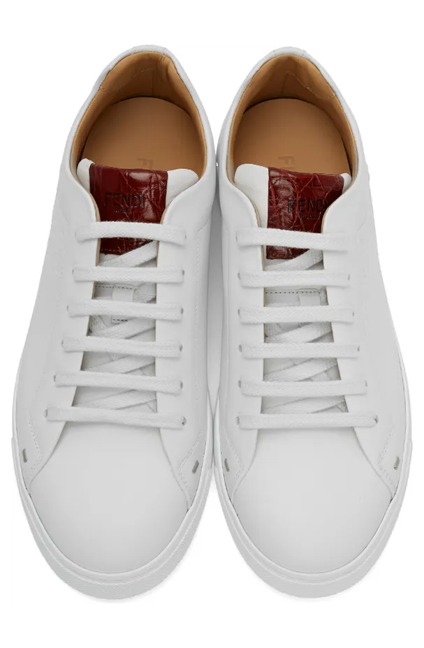Fendi White Croc Bag Bugs Mono Eye Sneakers (7E1290 A1GN) (5)