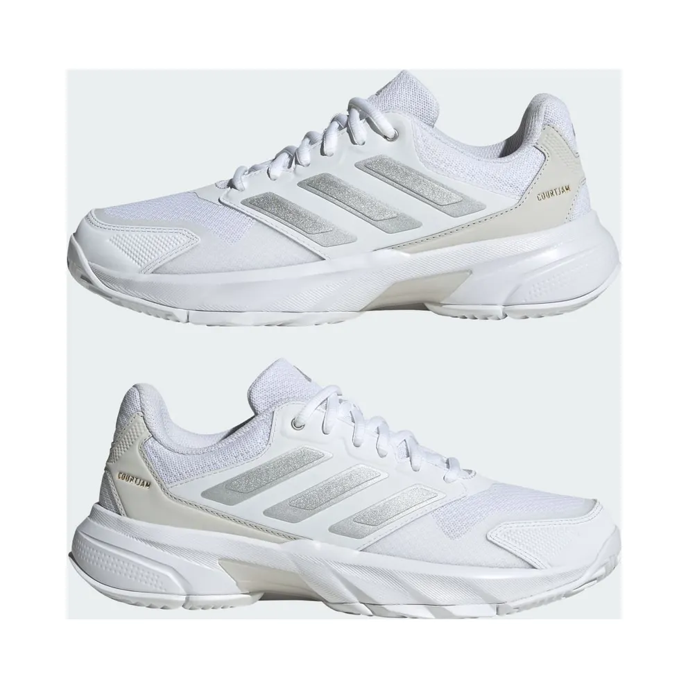 Adidas CourtJam Control 3 Tennis Shoes Cloud White / Silver Metallic / Grey One (ID2457)