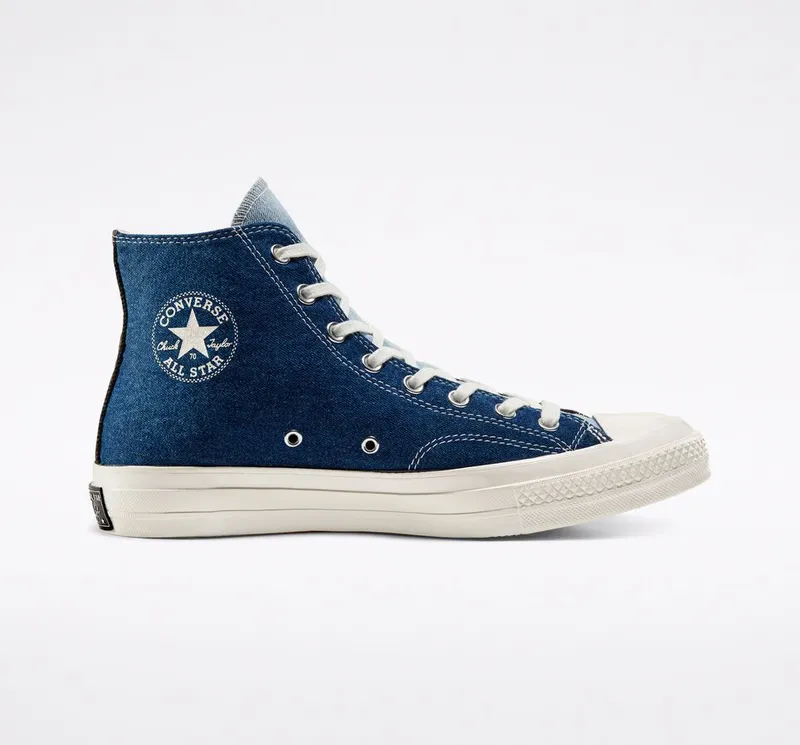 Converse Chuck Taylor All-Star 70s Hi Renew Denim Tri Panel Dark Denim/Light Denim-Egret (166286C)