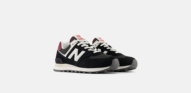 New Balance 574 Black White Burgundy (WL574WBE)