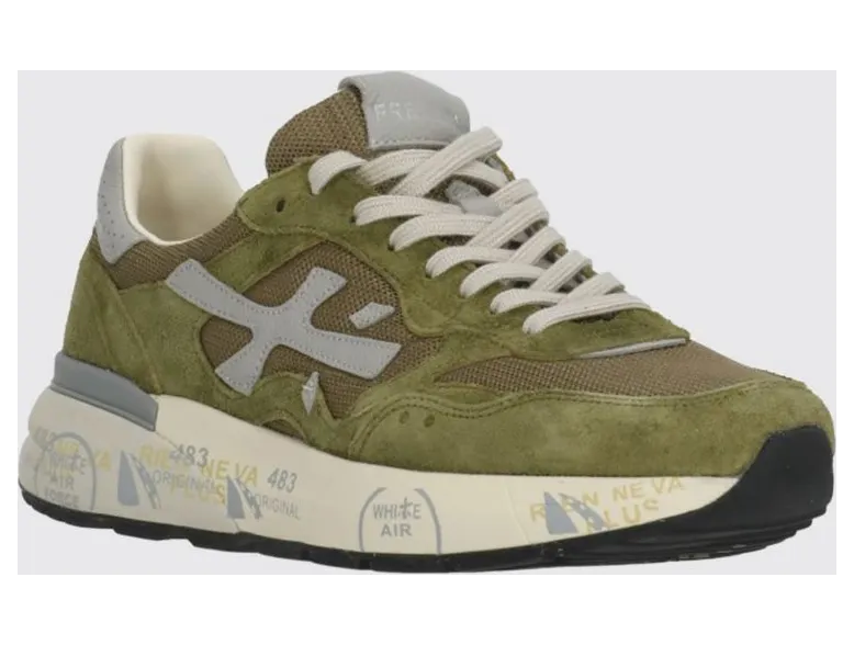 Premiata Mick Used Suede and Mesh Sneakers Military (MICK018271)