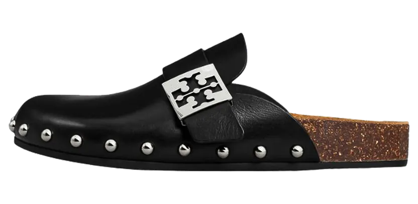 Tory Burch Mellow Stud Mule “Perfect Black Silver” (154448-006)