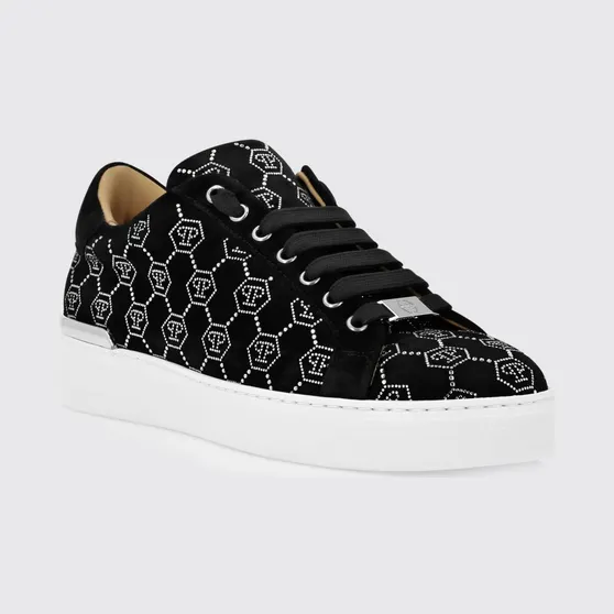 Philipp plein Suede Sneakers with Rhinestone Hexagon Black (AADSMSC4000PLE075N02)