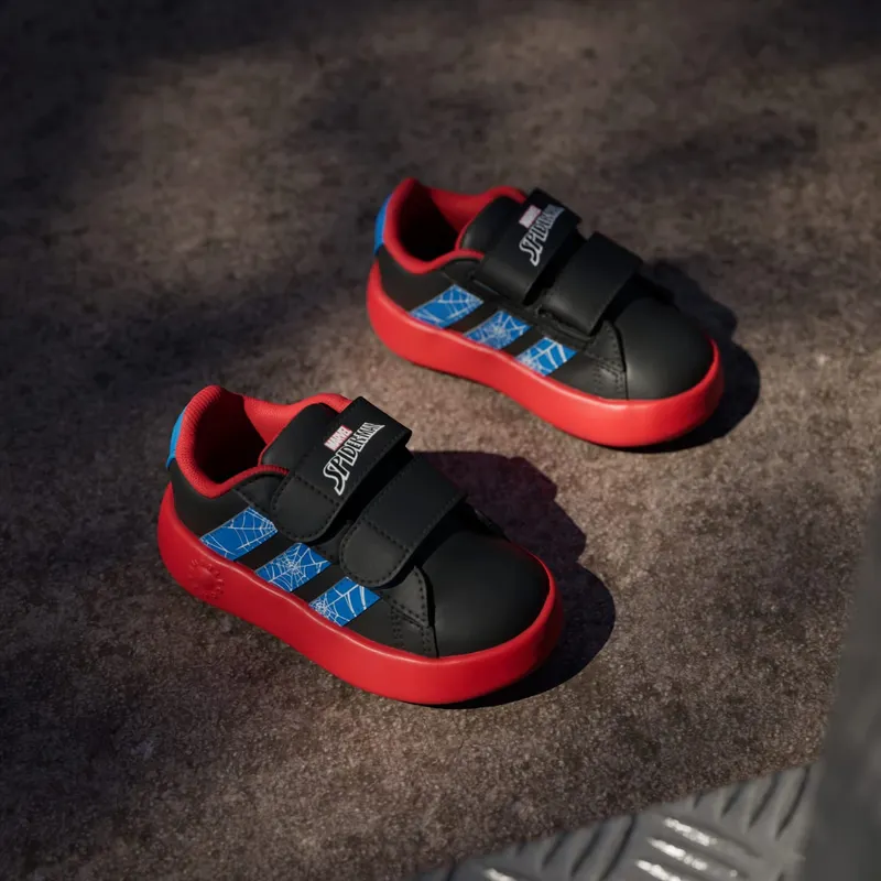 Adidas adidas x Marvel Spider-Man Grand Court Kids Core Black / Bright Blue / Pure Ruby (JQ7828)