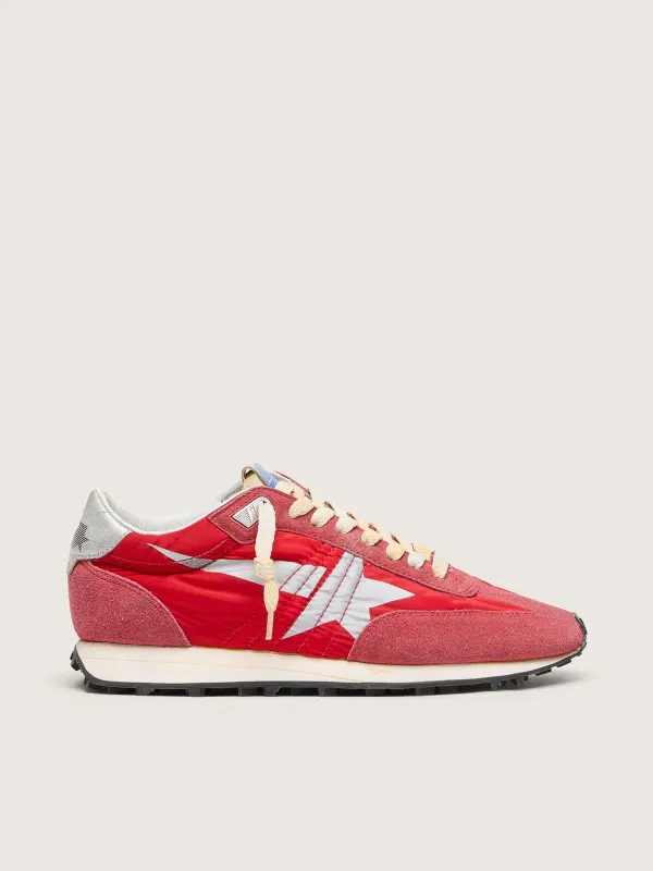 Golden Goose Women’S Marathon With Red Nylon Upper And Silver Star (GWF00683.F005492.40399)