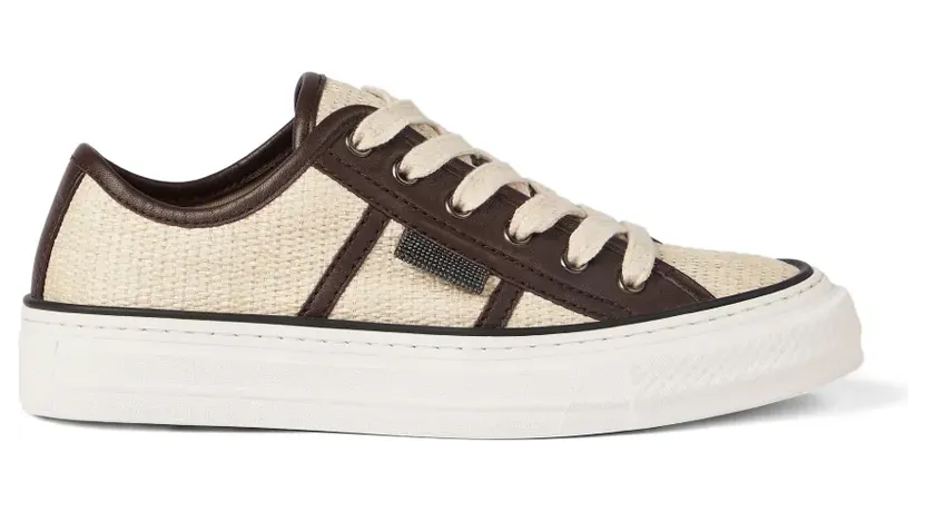 Brunello Cucinelli Techno Raffia mit glänzender Lasche Nude (MZQ9G3222C112)