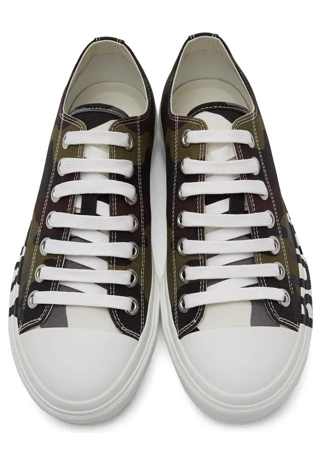 Burberry Green Camo Logo Print Sneakers (8041895) (5)