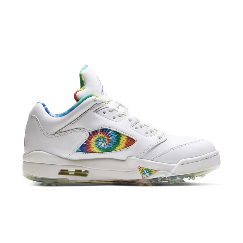 Jordan 5 Retro Low Golf Tie Dye Summit White/Deep Royal-Indigo Fog-Lemon Venom (CW4205-100)