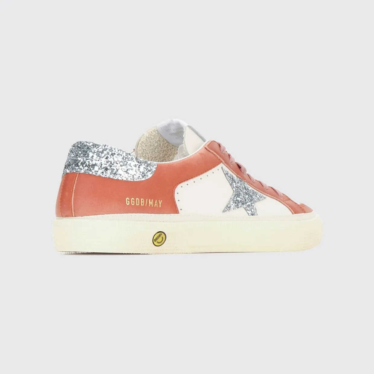 Golden goose May Leather and Technical Fabric Sneakers with Glitter Logo White (GTF00495F00864682710) (2)