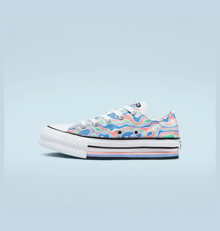 Converse Chuck Taylor All Star Lift Platform Color Swirl Bleached Coral/royal Pulse