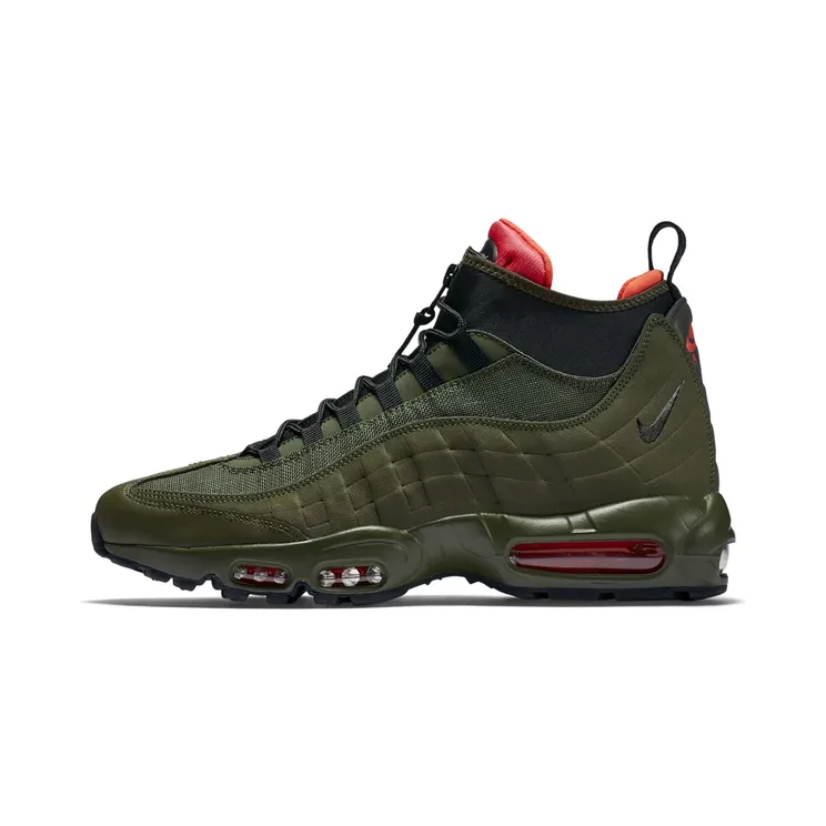 Nike Air Max 95 Sneakerboot “Dark Loden / Cargo Khaki / Bright Crimson / Black” (806809-300)