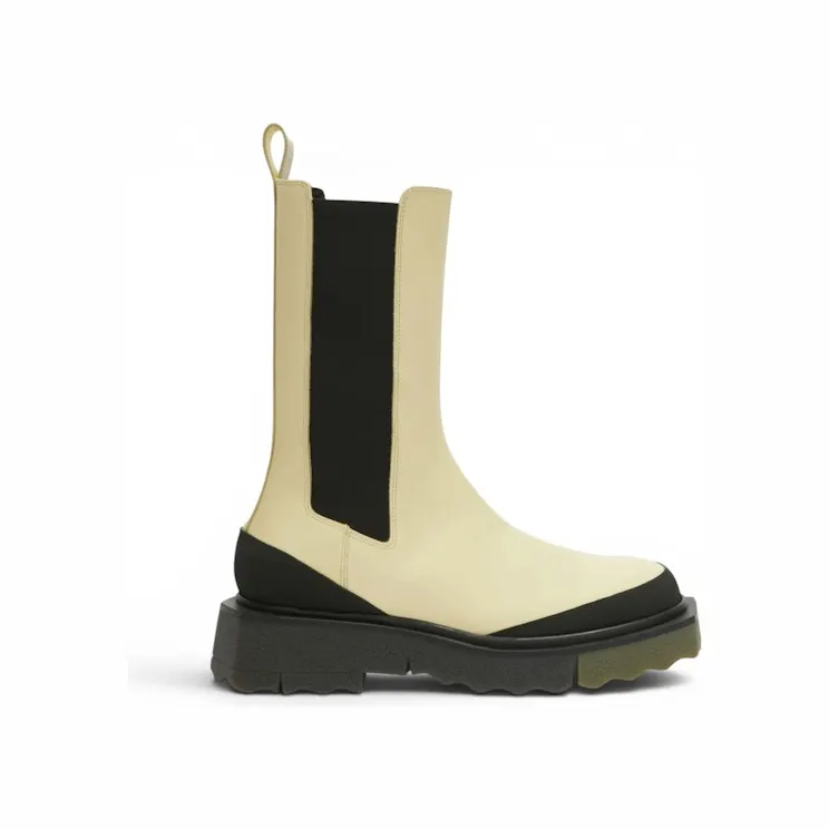 OFF-WHITE Calf Sponge Chelsea Boot Cream Military (OWID018F22LEA0020456)