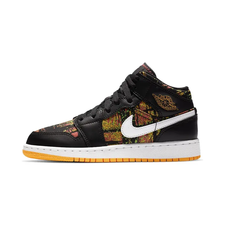 Air Jordan 1 Mid GS ‘Black Laser Orange’ Black/White/Laser Orange (555112-003)