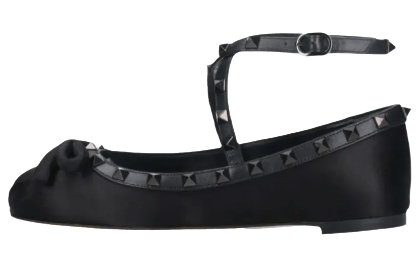 Valentino Garavani Rockstud Bow Detailed Ballerina Shoes “Black” (VLTWSHS0001)