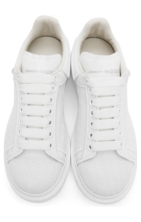 Alexander McQueen White Mesh & Leather Oversized Sneakers (668700WIAFD) (5)