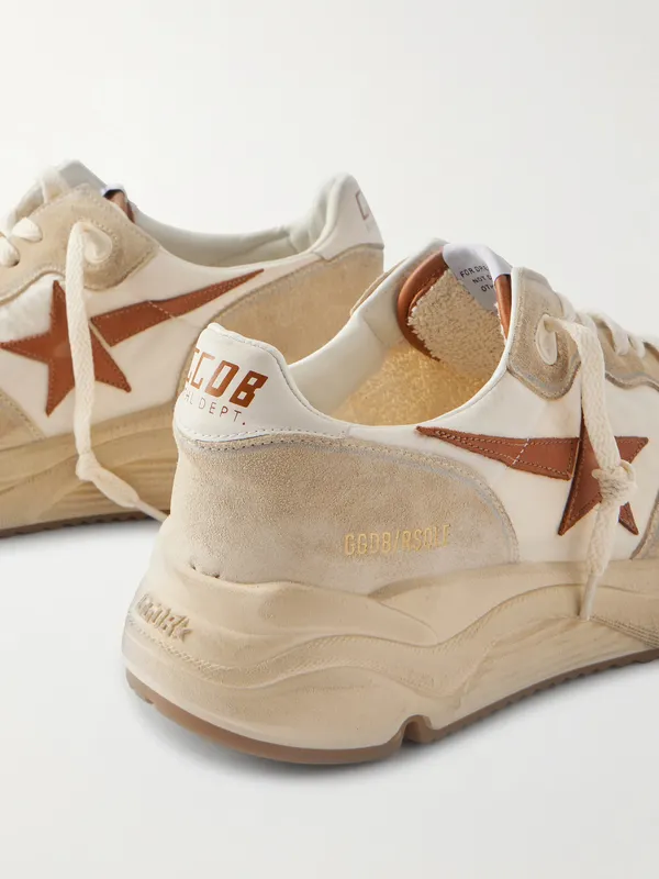 Golden Goose Running Sole Leather-Trimmed Suede and Shell Sneakers Beige (GMF00126.F008153) (5)