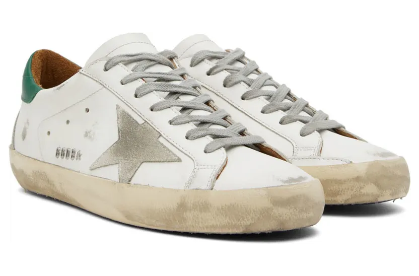 Golden Goose White & Green Super-Star Sneakers (GMF00102.F002180.10802) (4)