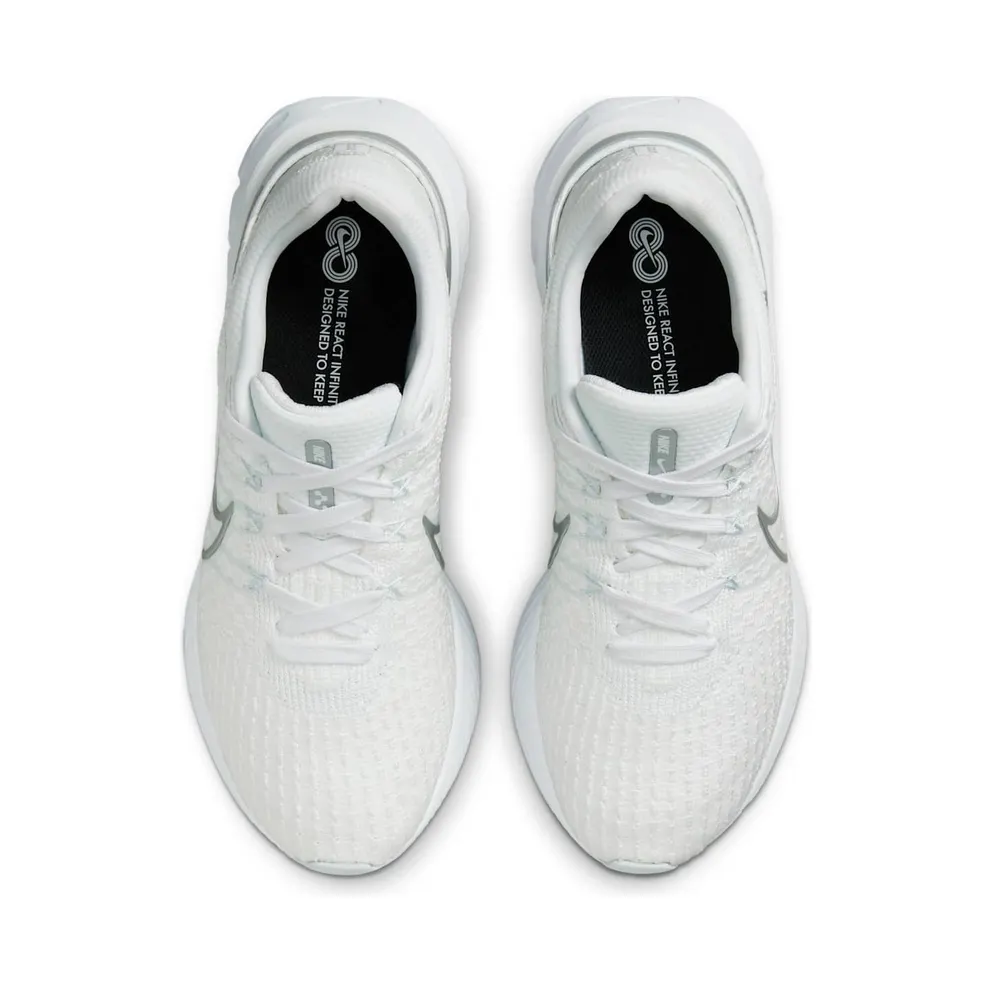 Nike React Infinity Run Flyknit 3 White Metallic Silver (DD3024-101)