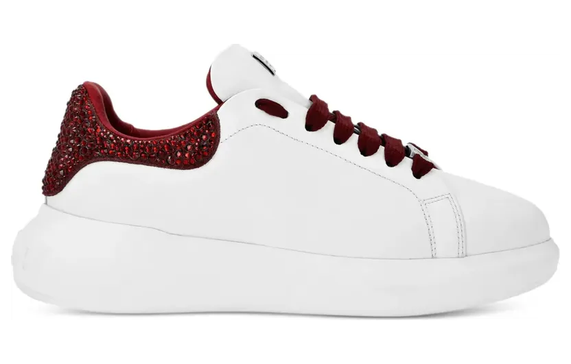 Philipp Plein Mix Strass Plateau-Sneakers mit Kristallen “White” (FAESWSC2776PLE022N)