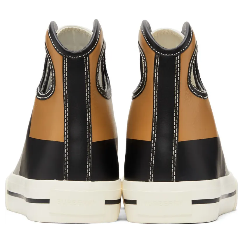 Burberry Black & White Check Porthole High-Top Sneakers (8042627) (4)