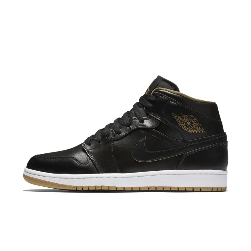 Jordan 1 Retro Mid Black Metallic Gold Black/Black-Metallic Gold-White (554724-042)