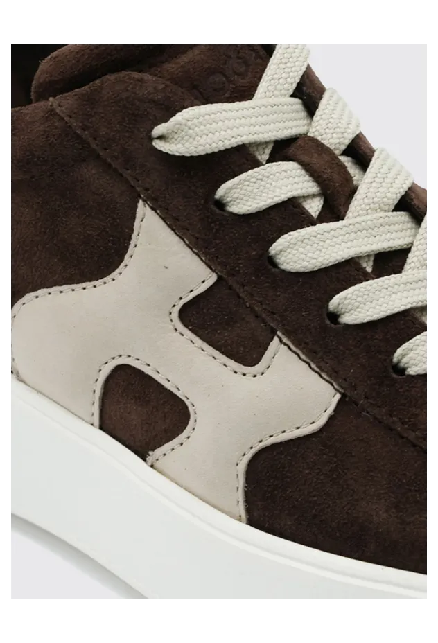 Hogan Rebel Leather and Suede Sneakers with Chunky Sole Earth (HXW5620DN61FM60UUM) (3)